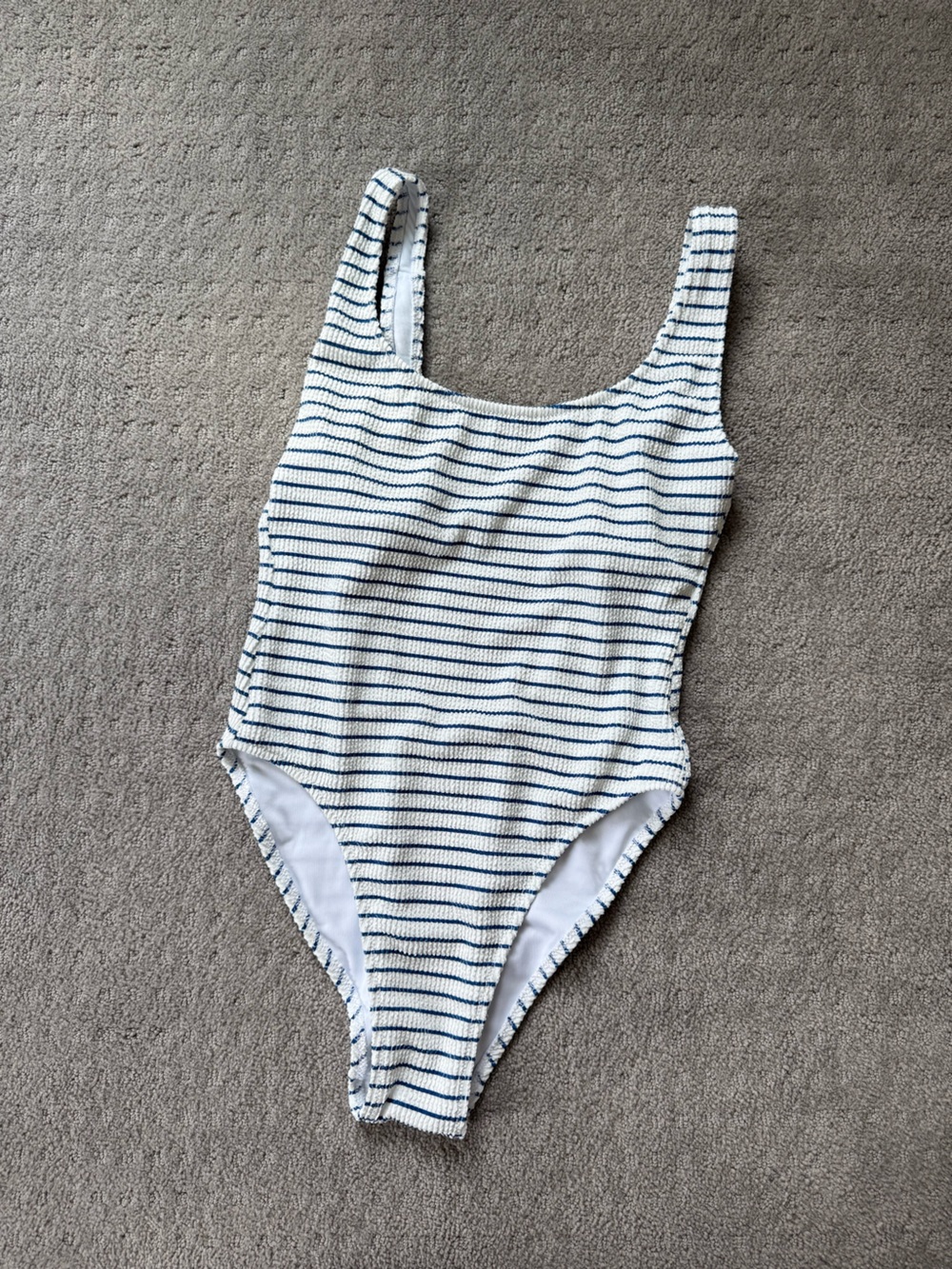 J. Crew Navy and White Striped One-Piece Swimsuit